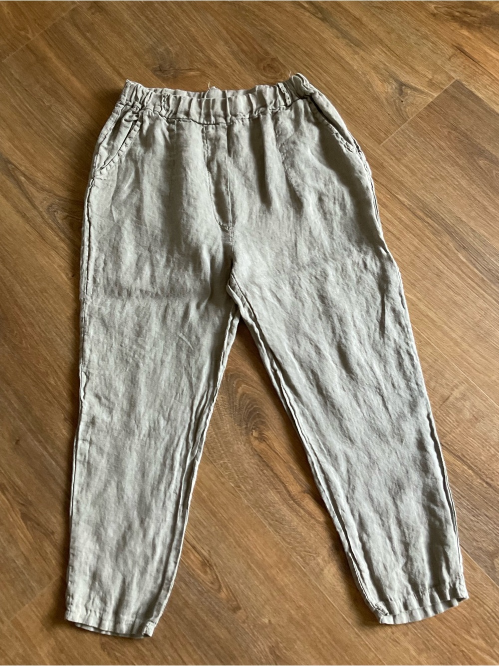 New Collection Women’s Elastic Waist Linen  Pants in Taupe Sz M